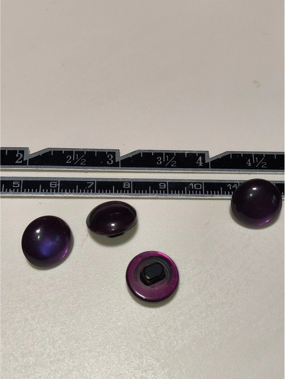 Set of 4 Shiny Purple Vintage Buttons with Shank Backs